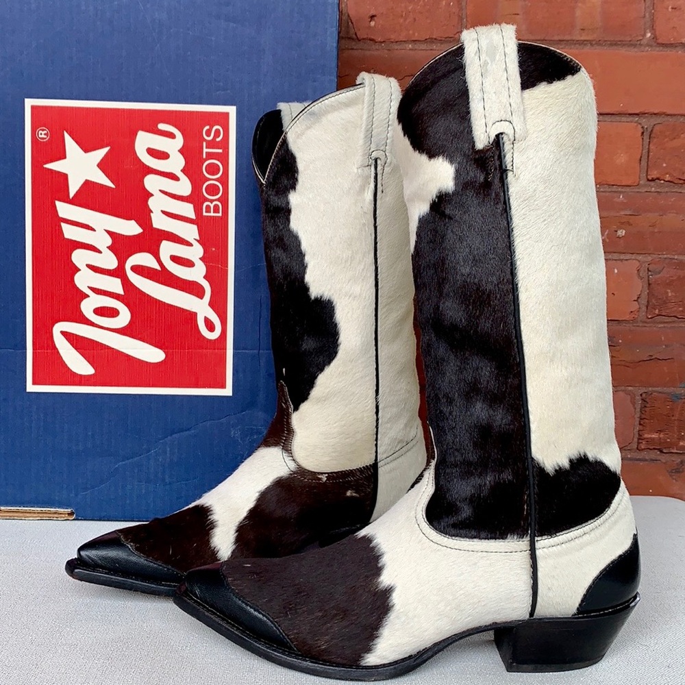 TONY LAMA VTG Pony Hair On Cowhide Western Boots - Picture 7 of 14